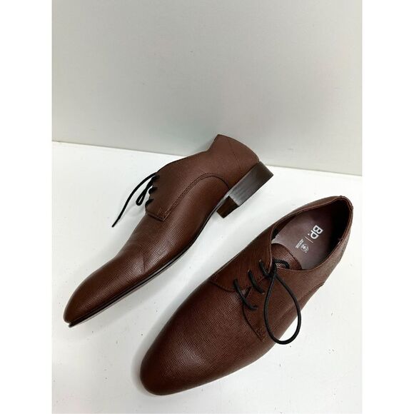 BP Dress Shoes Mens Size 9 Brown Leather Derby Textured Plain Toe Shoe NEW - Picture 8 of 11